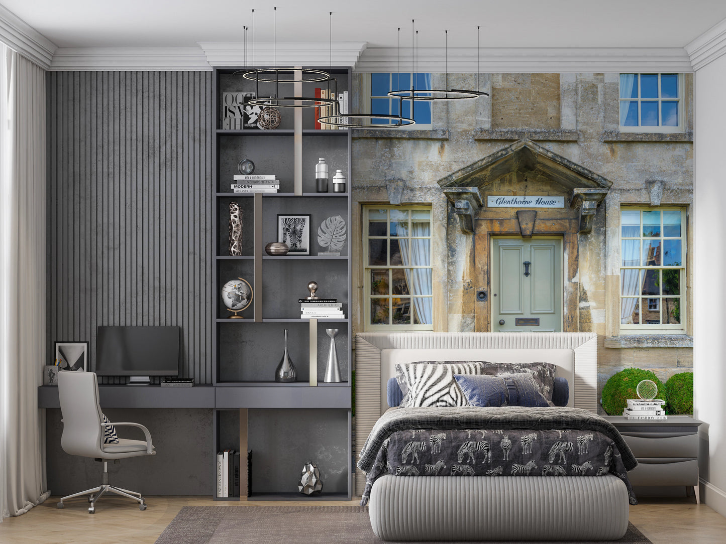 歴史的な石造りの家の壁画