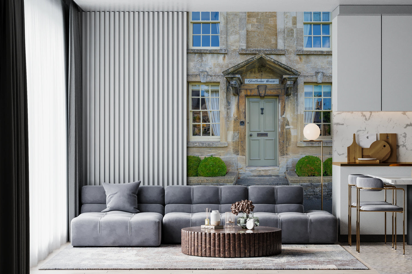 歴史的な石造りの家の壁画