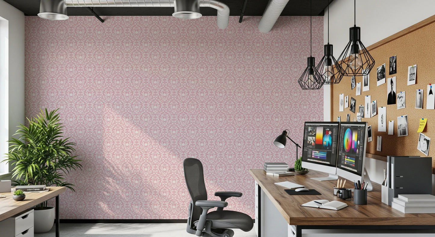 Powder Pink Bloom DAMASK Wallpaper⁠