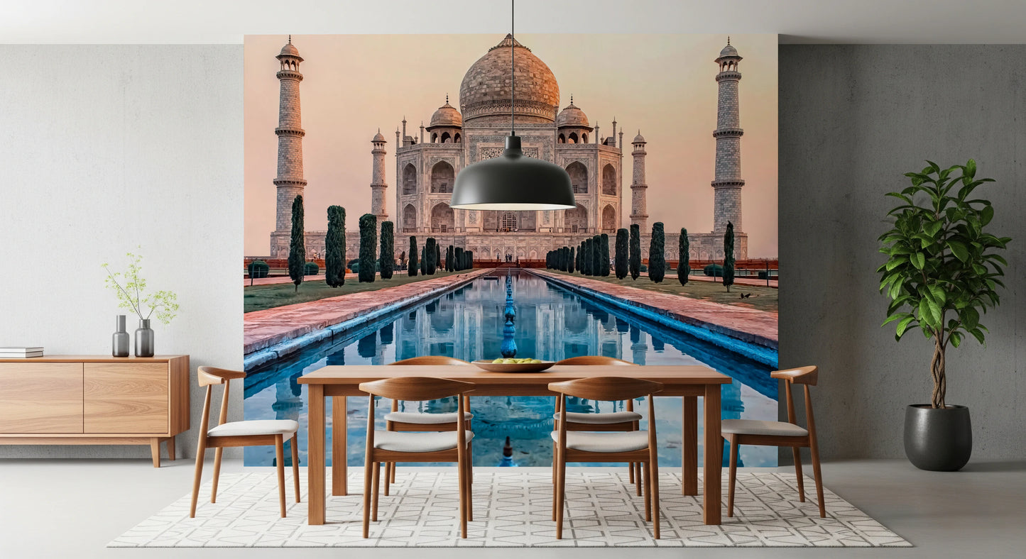 Mural de parede com reflexo do Taj Mahal