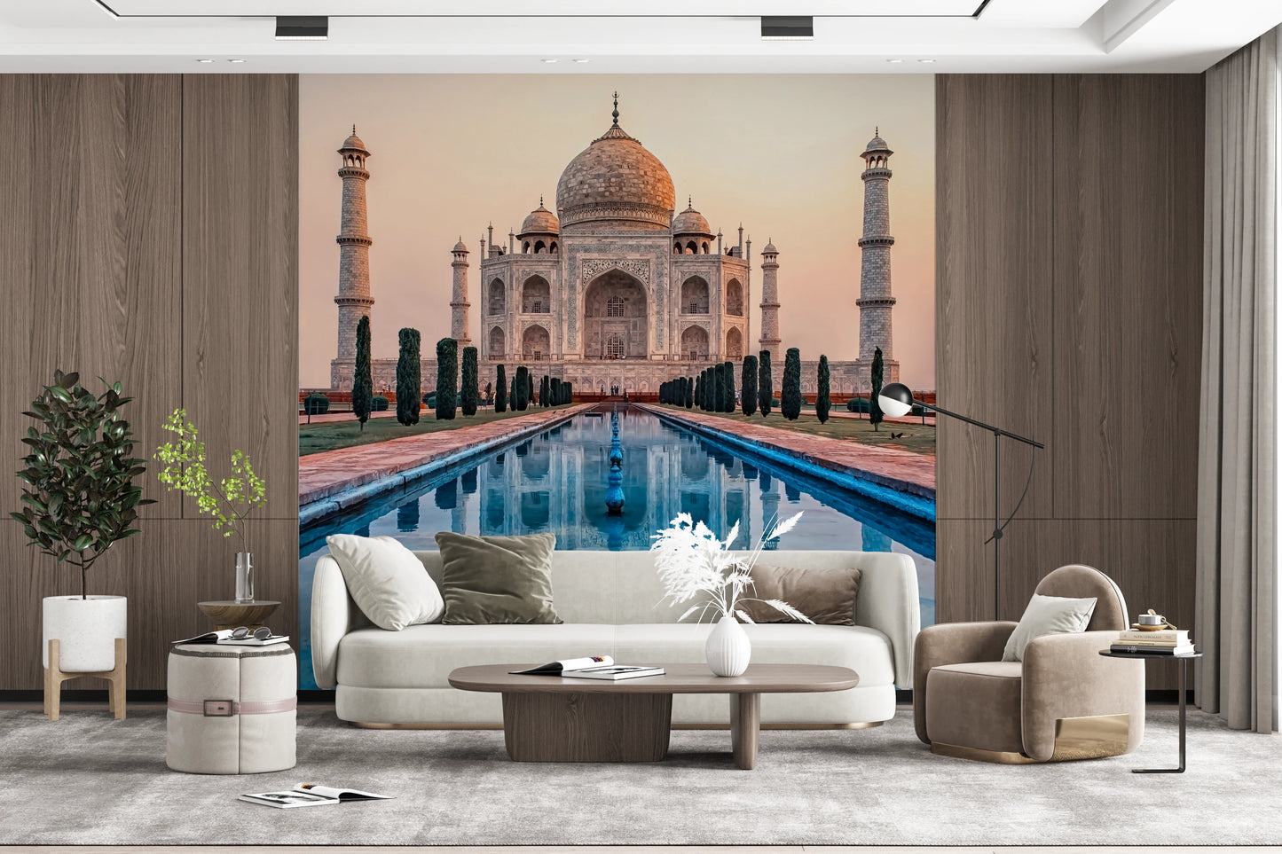 Mural de parede com reflexo do Taj Mahal