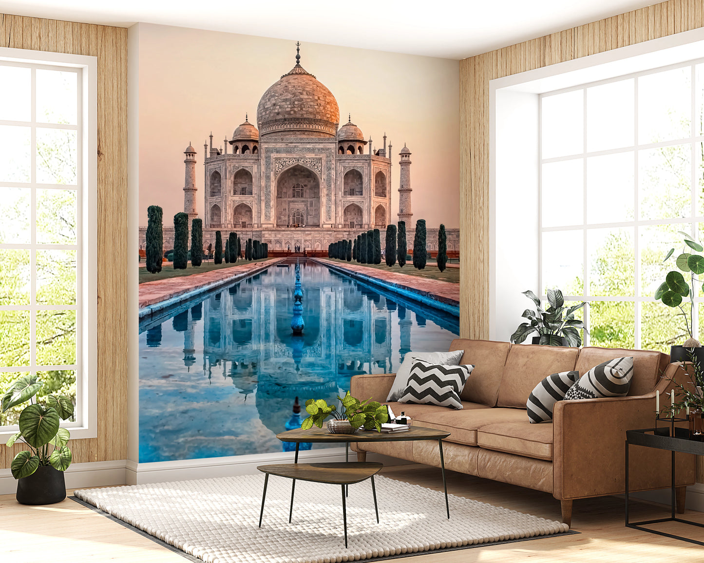 Mural de parede com reflexo do Taj Mahal