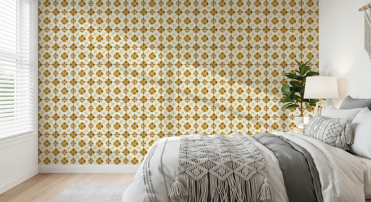 Farmhouse Classic Backsplash Gold Wallpaper⁠