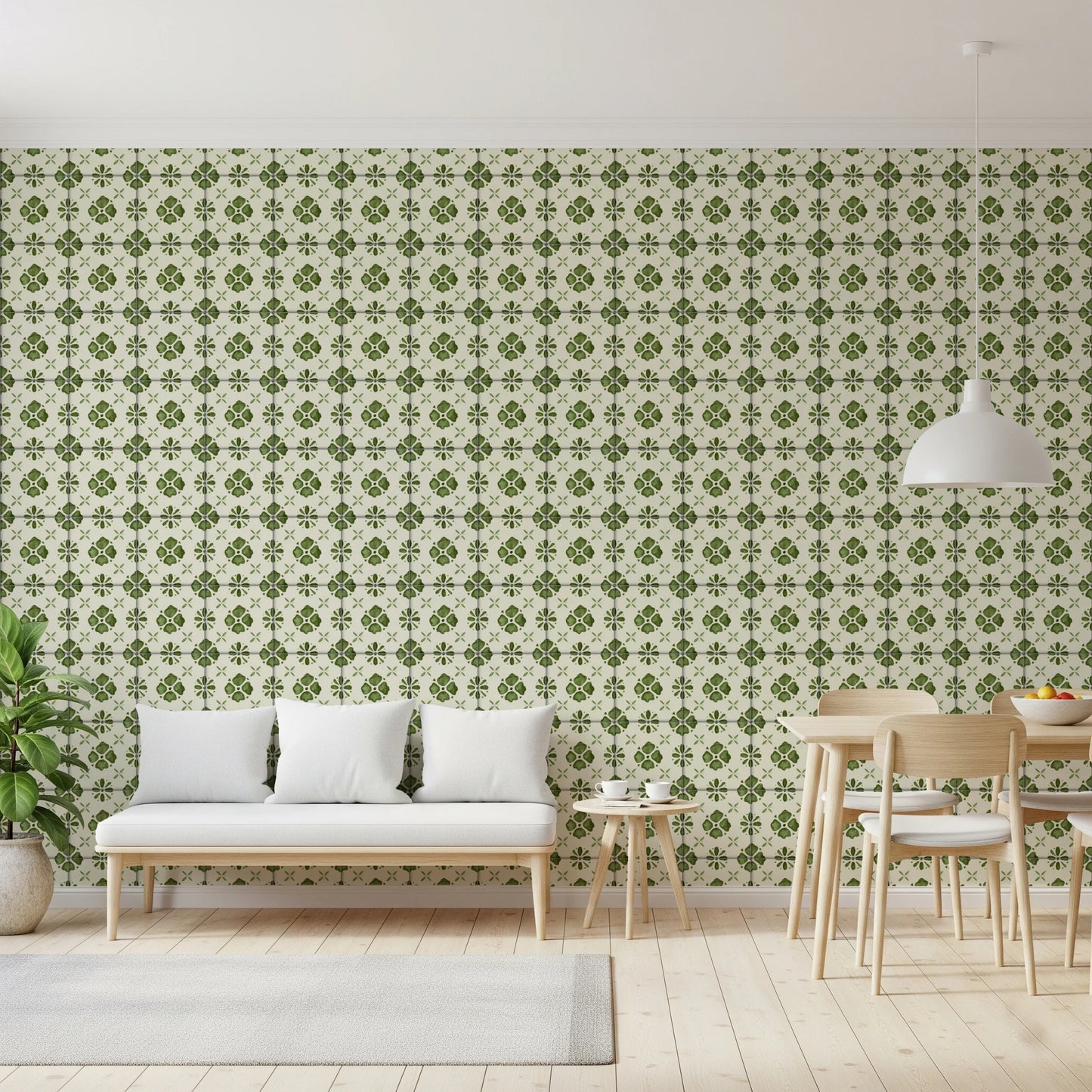 Farmhouse Classic Backsplash Olive Wallpaper⁠