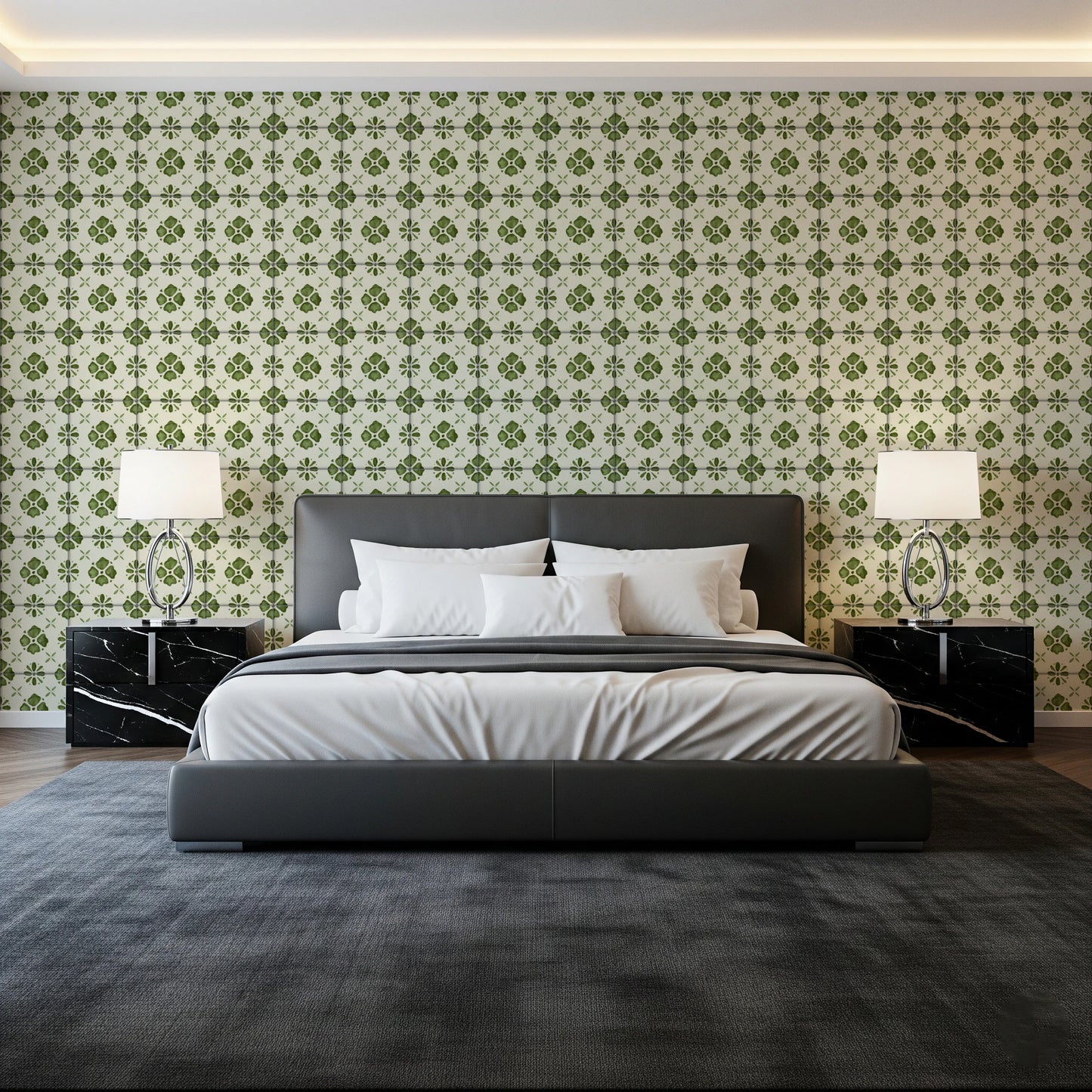 Farmhouse Classic Backsplash Olive Wallpaper⁠