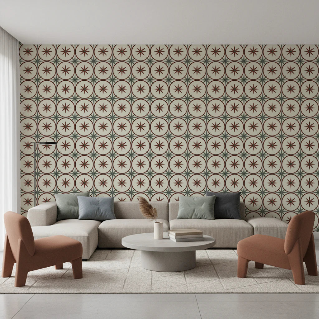 Papier peint intemporel style ferme pour crédence