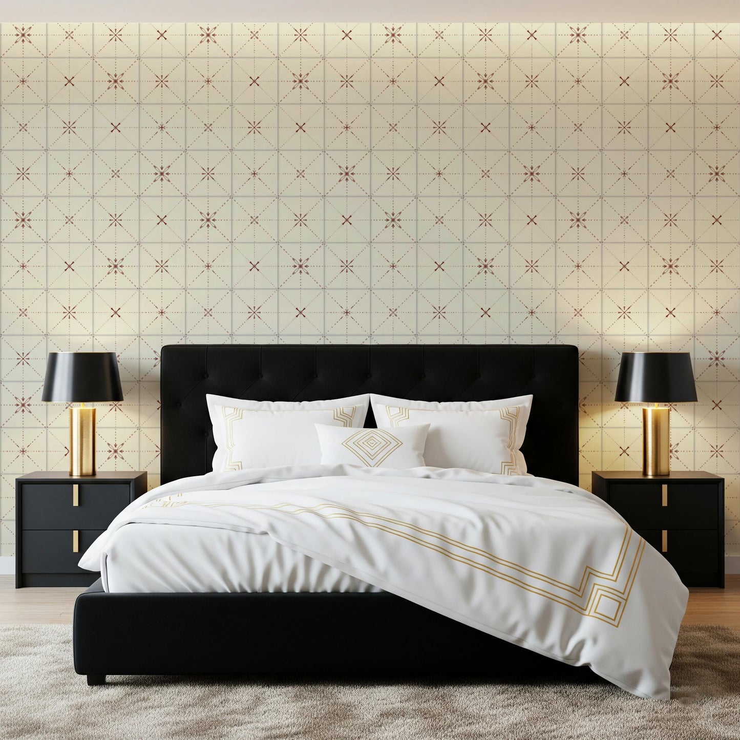 Papier peint argile à motif délicat pour crédence de style ferme