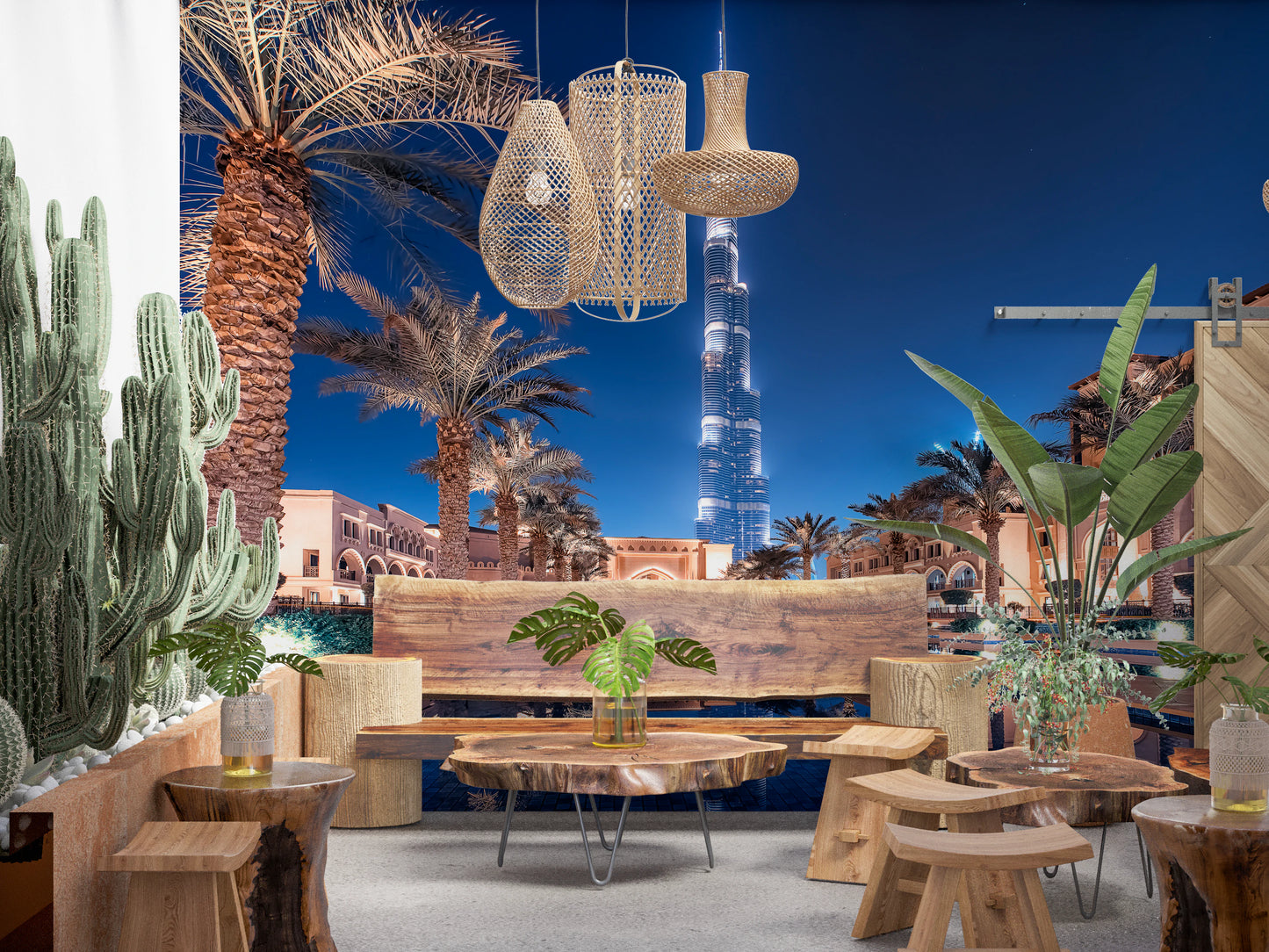 Fresque murale reflétant le Burj Khalifa