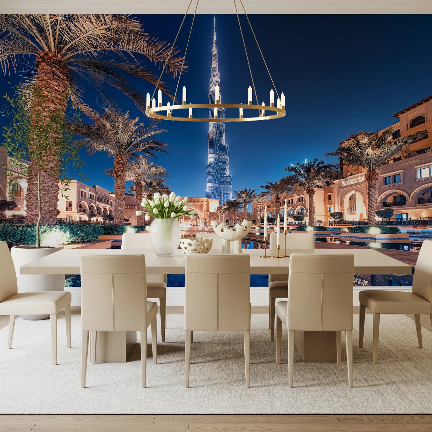 Fresque murale reflétant le Burj Khalifa