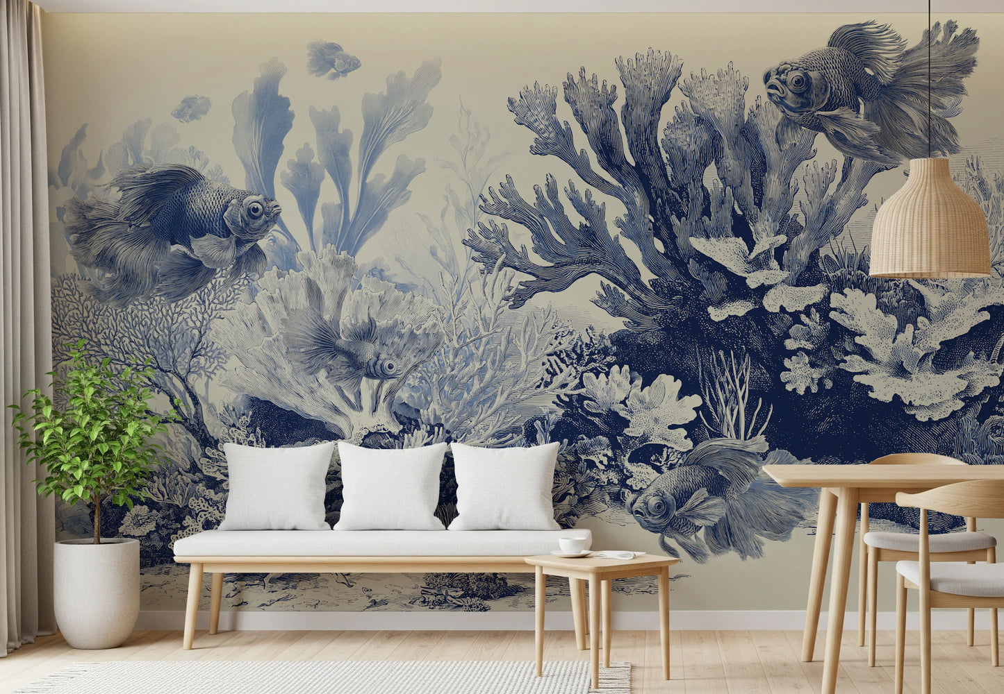 L'Aquarium - Fresque murale bleue de Delft