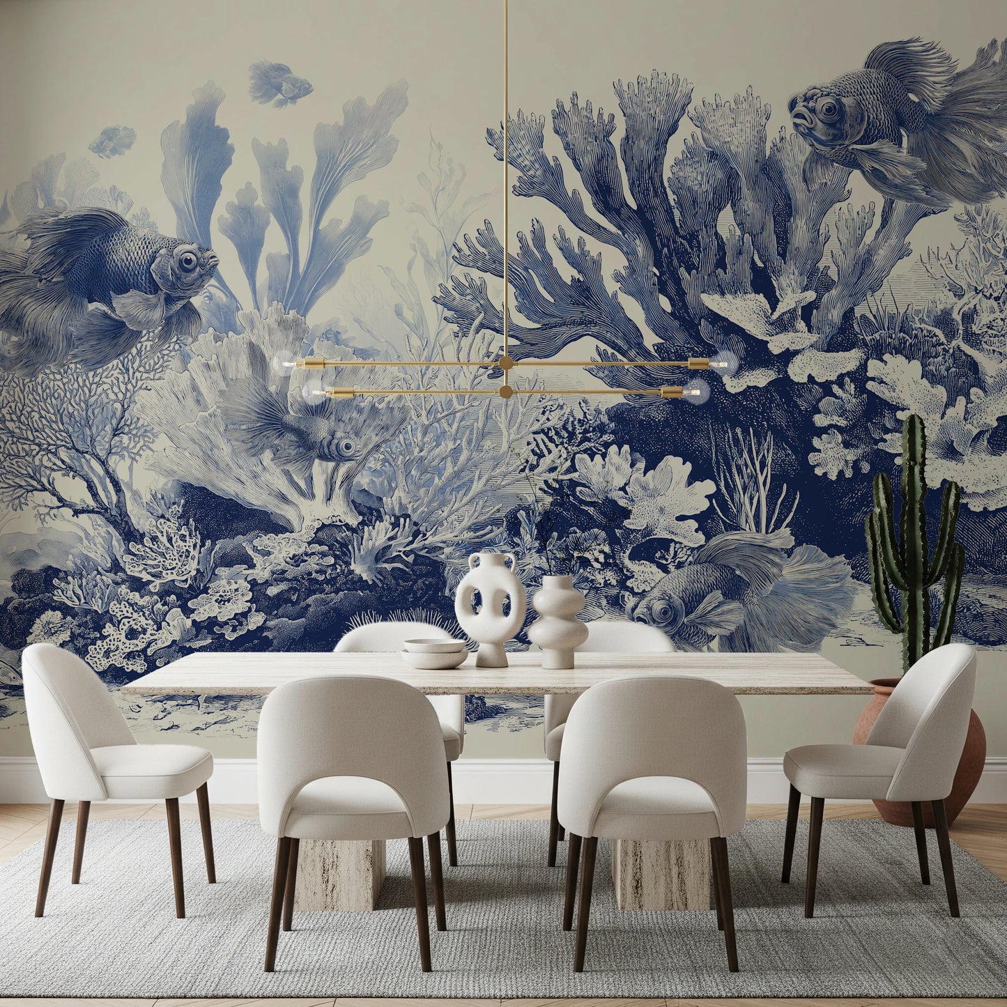 L'Aquarium - Fresque murale bleue de Delft