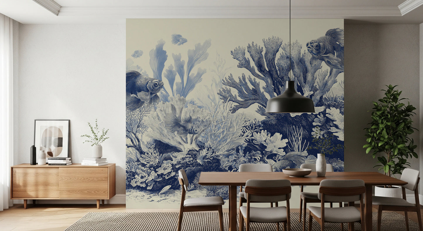 L'Aquarium - Fresque murale bleue de Delft