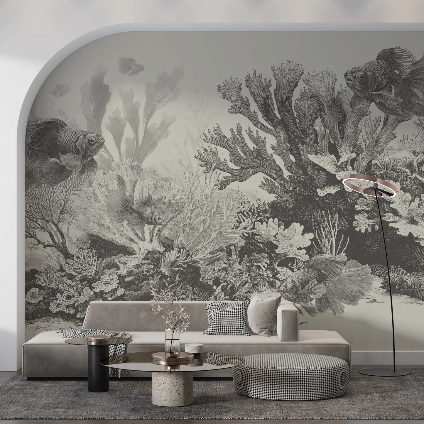 The Aquarium - Greige Wall Mural