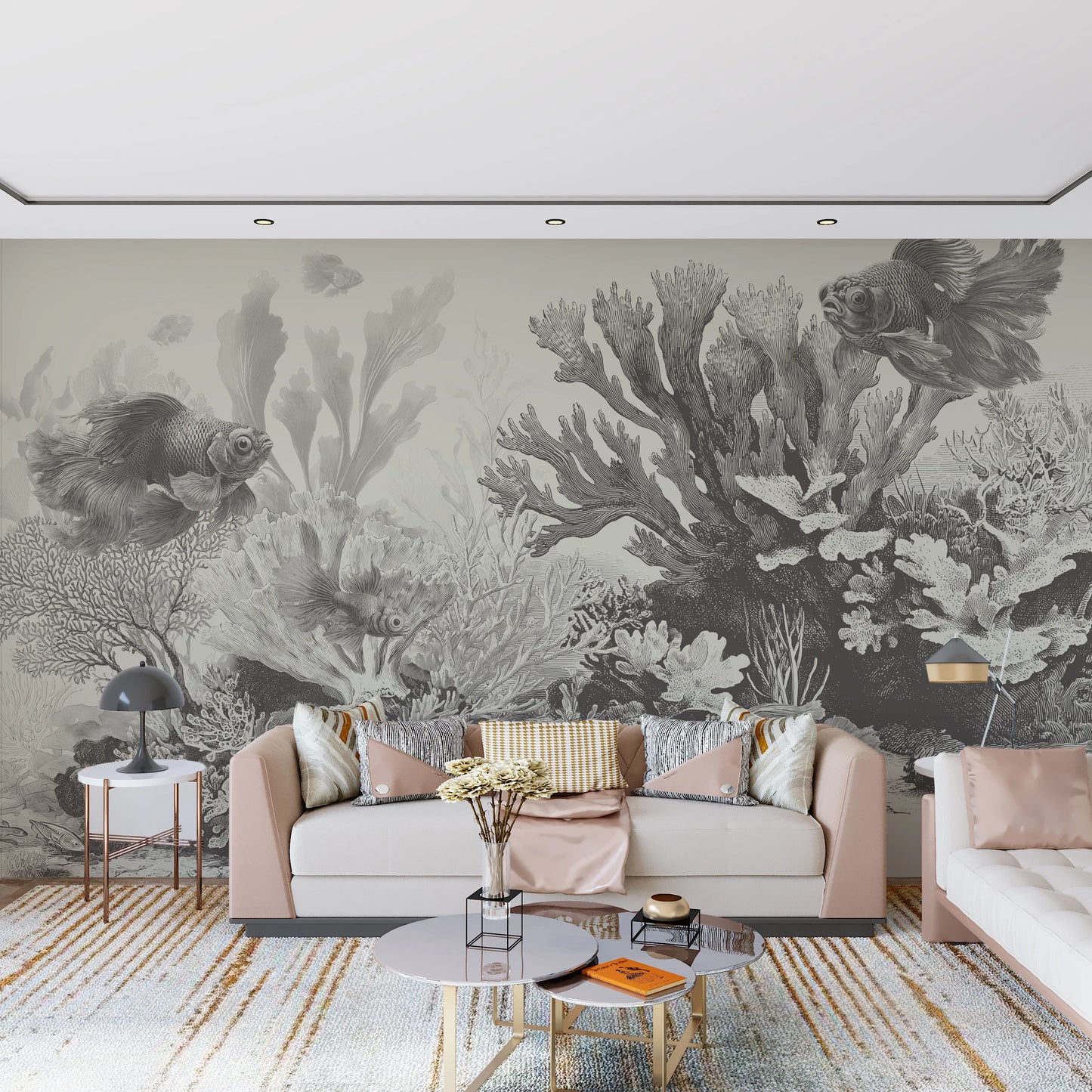 The Aquarium - Greige Wall Mural