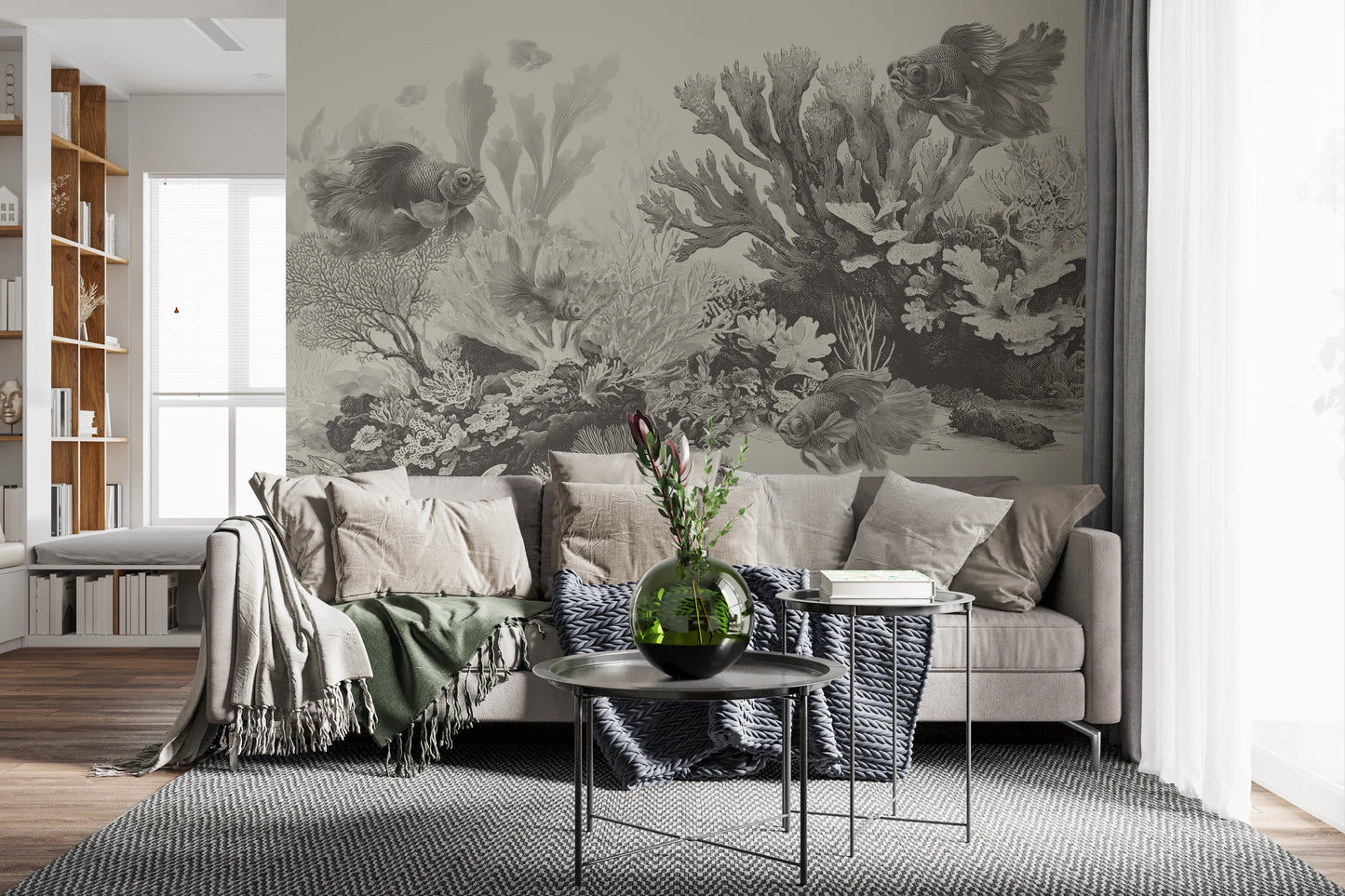 The Aquarium - Greige Wall Mural