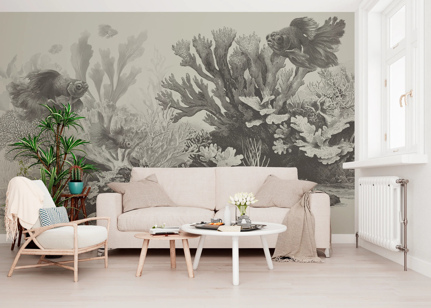 The Aquarium - Greige Wall Mural