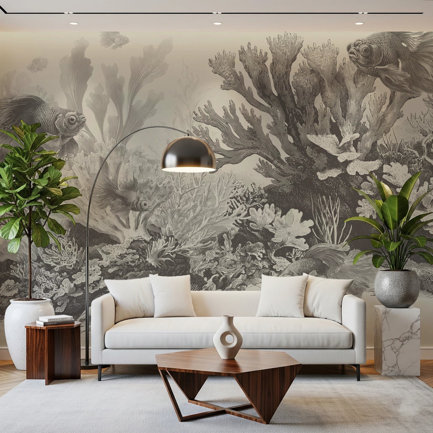 The Aquarium - Greige Wall Mural