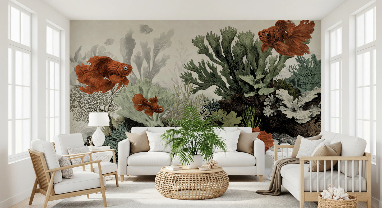 The Aquarium - Antique Paper Wall Mural