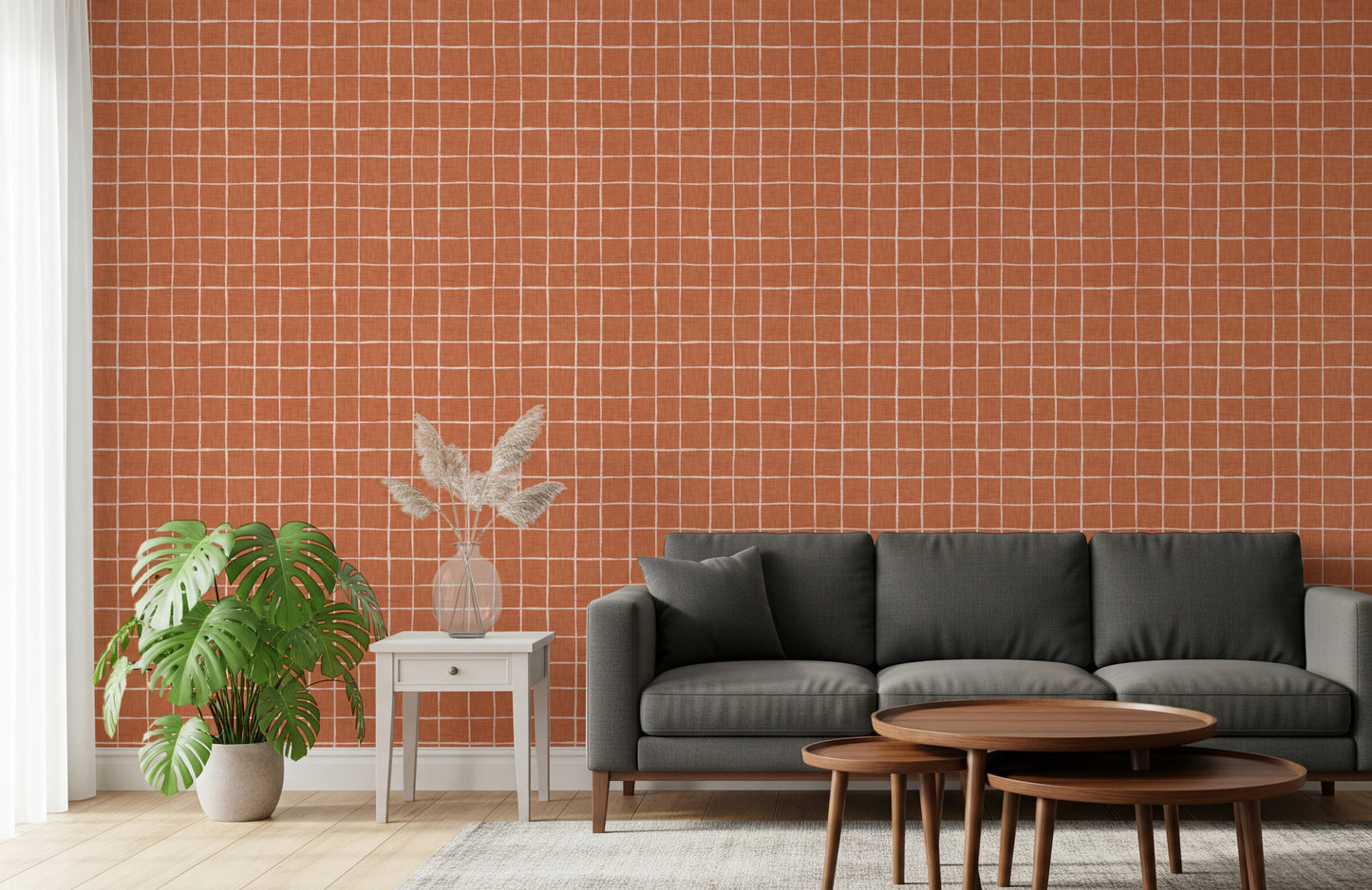 Terracotta Grid Wallpaper⁠