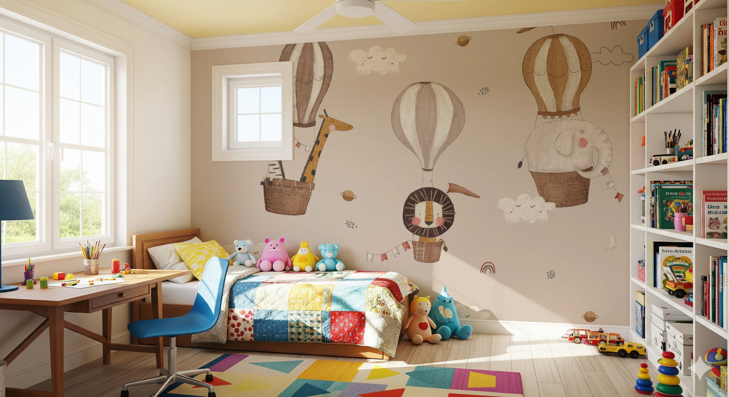 Hot Air Balloon Safari Wall Mural