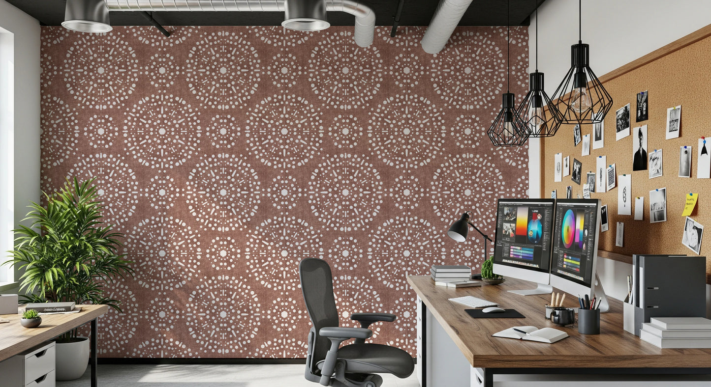 Boho-Feuerwerk-Grunge-Tapete in Terrakotta-Rot