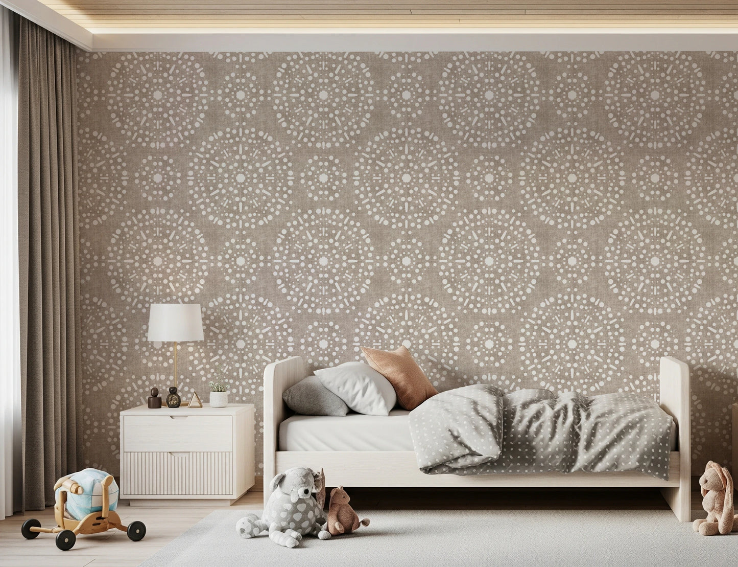 Carta da parati Boho Fireworks Grunge Beige Terroso