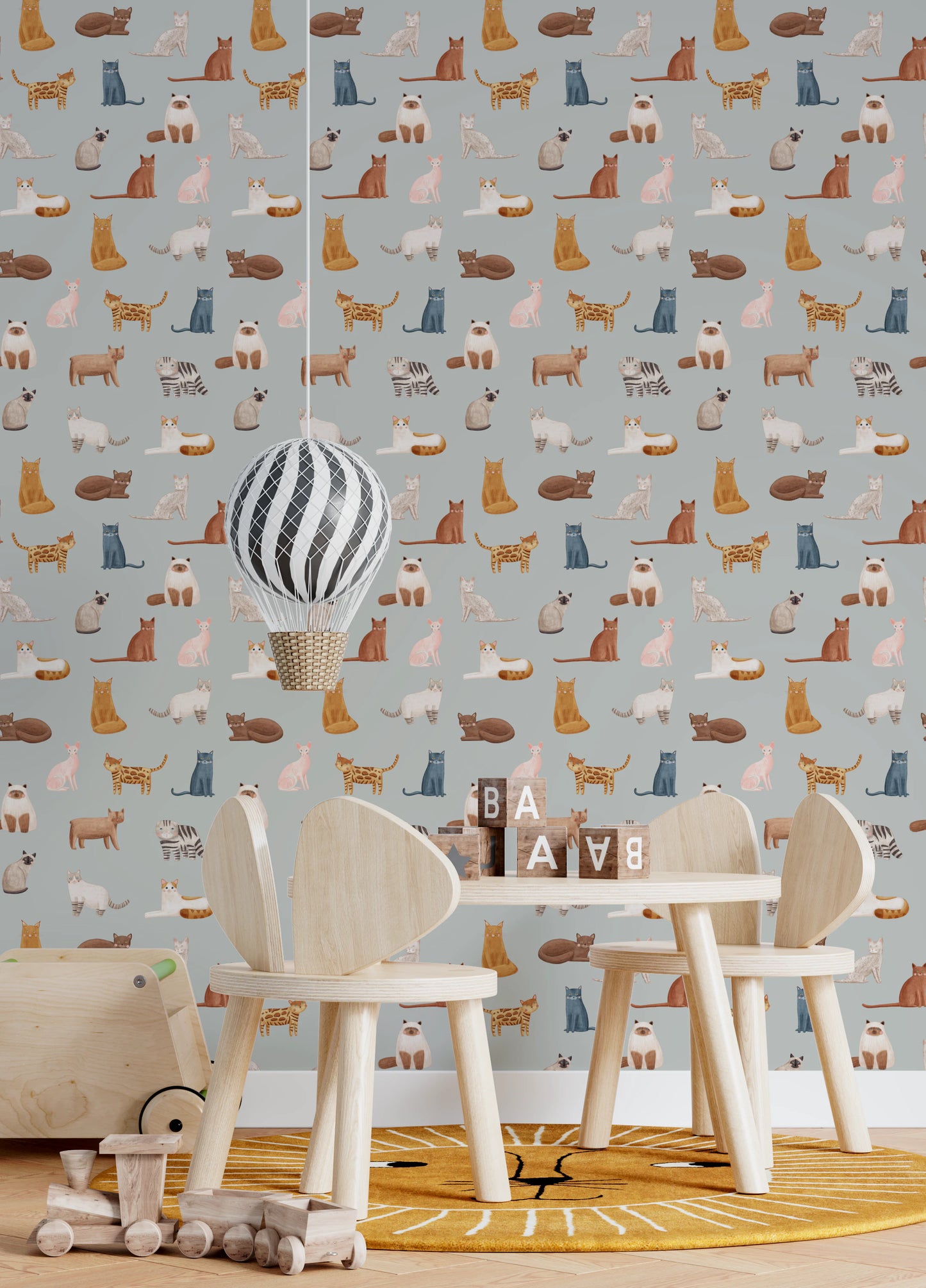 Tapet cu pisici cool în albastru