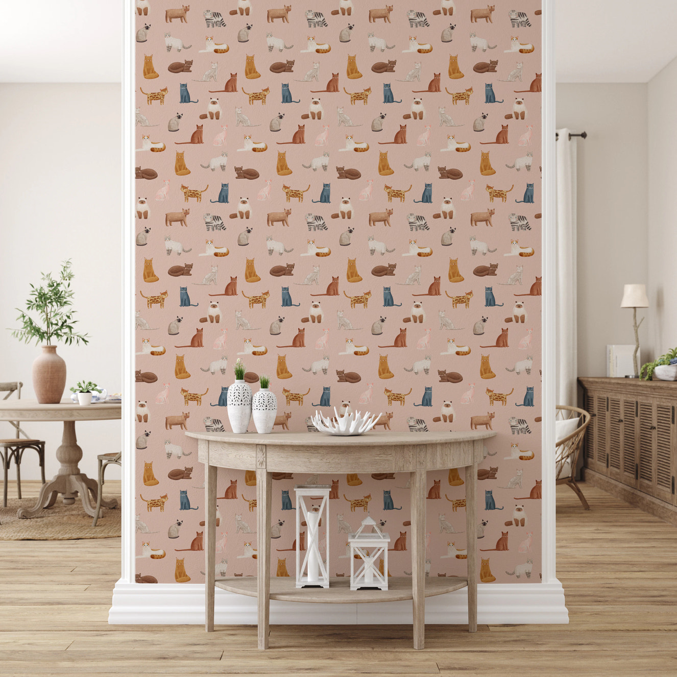 Cool Cats in Pink Wallpaper⁠