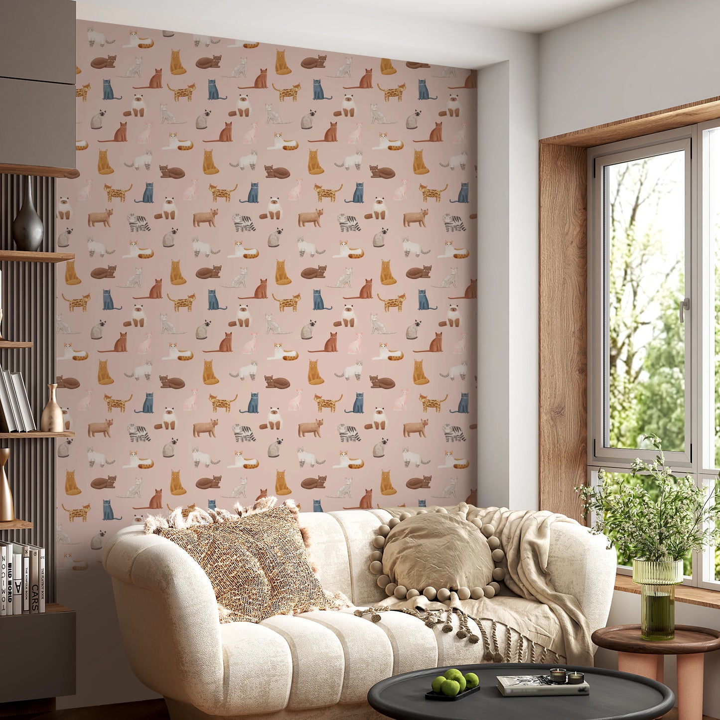 Tapet cu pisici cool în roz