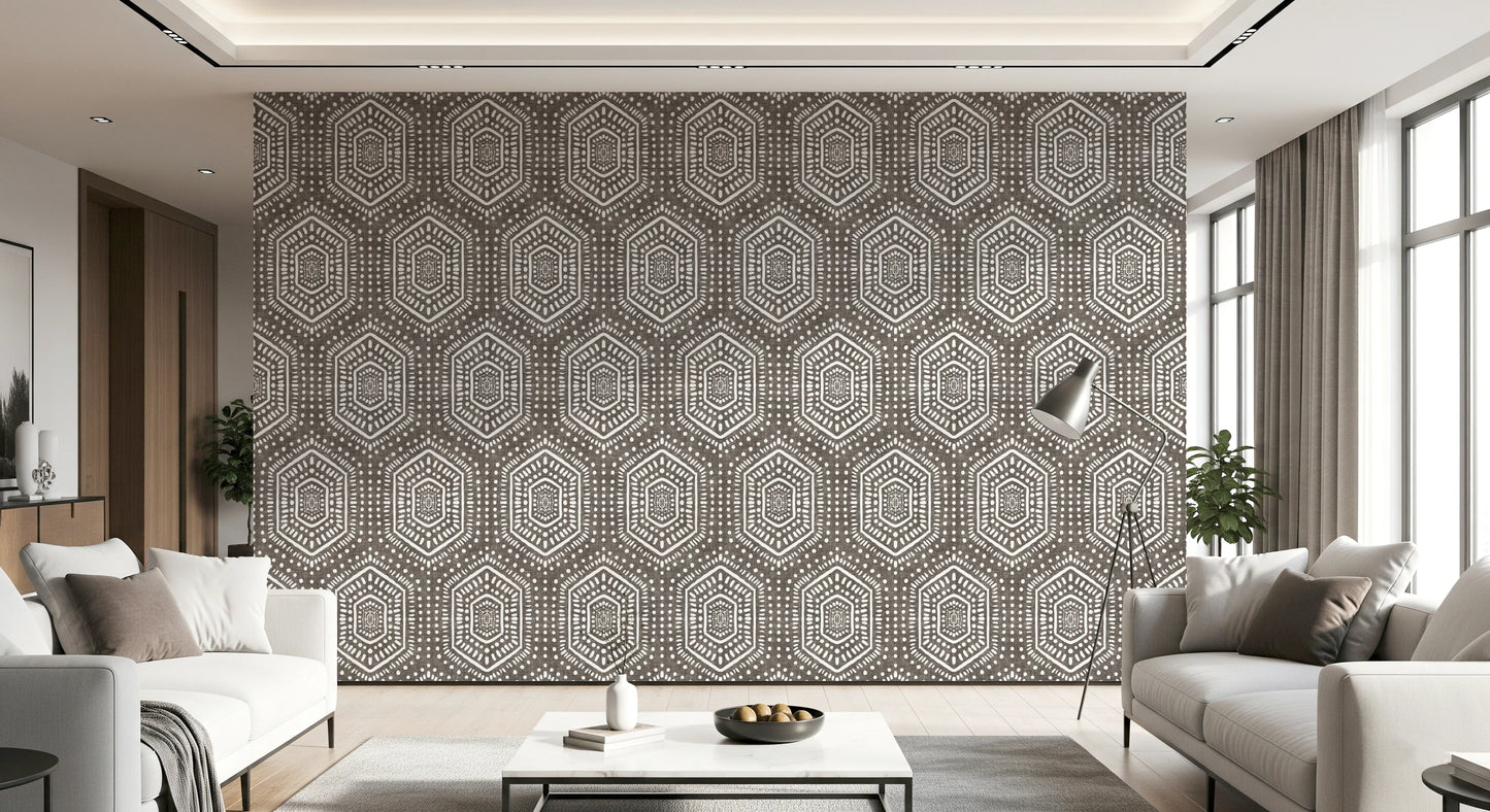 Papier peint bohème grunge à motif écorce sombre