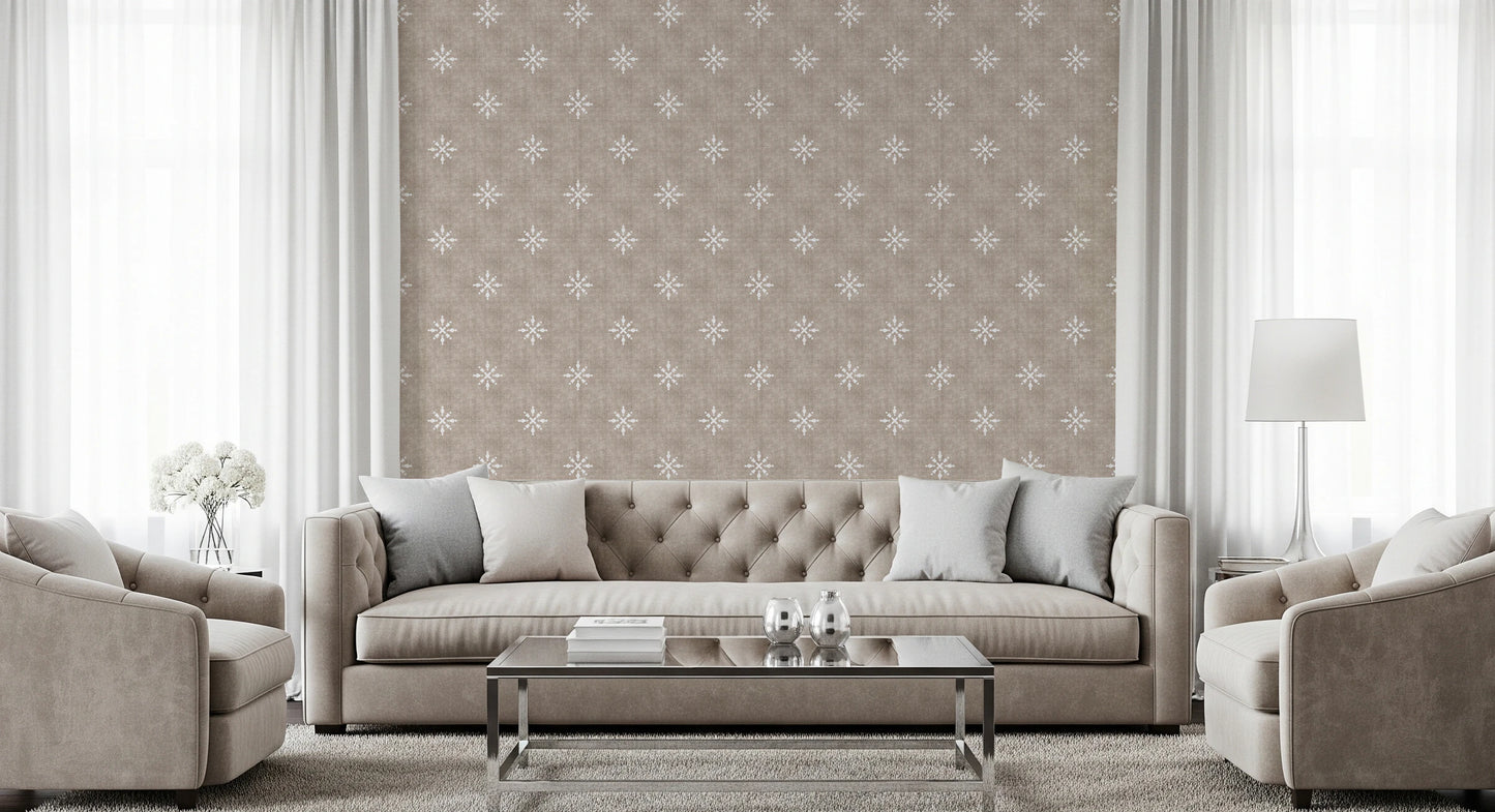 Boho Minimal Ornament Grunge Earthy Beige Wallpaper⁠