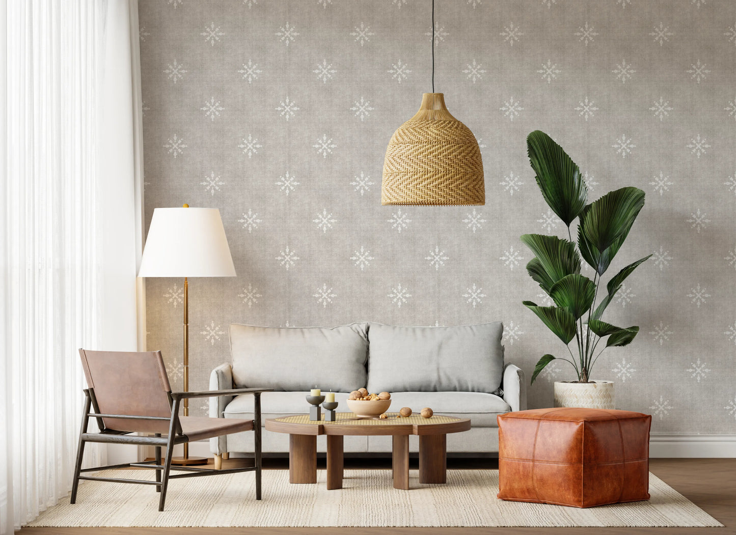 Boho Minimal Ornament Grunge Neutral Wallpaper⁠