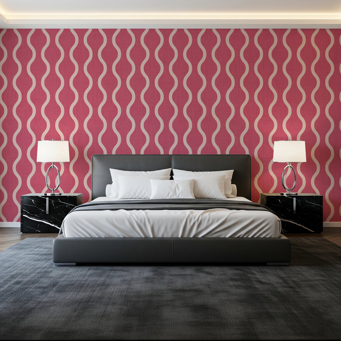 Cozy Scandi Folk Wavy Stripe Rose Clay - Craft Stripe Wallpaper⁠