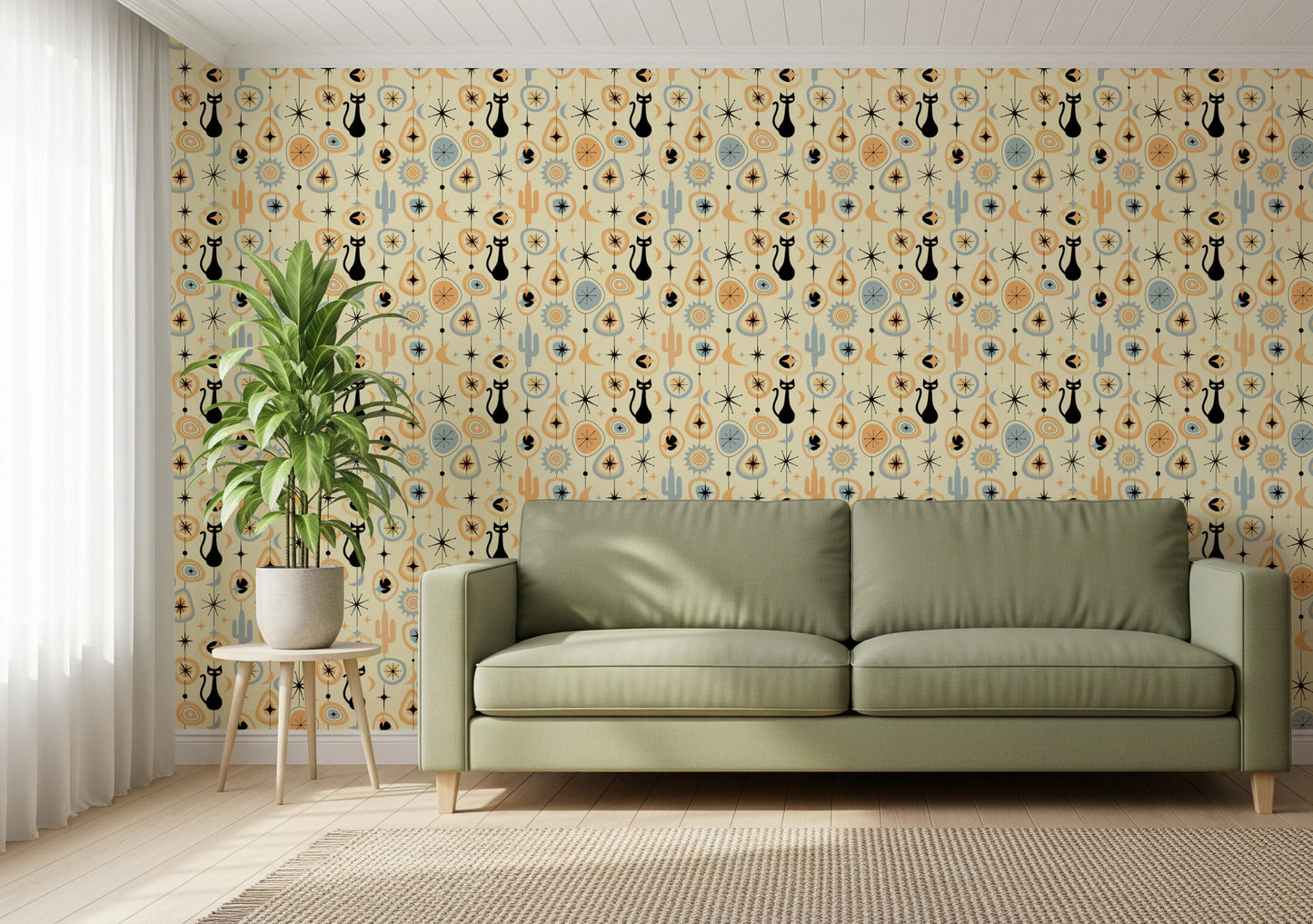 Vintage Atomic Desert Night Wallpaper⁠