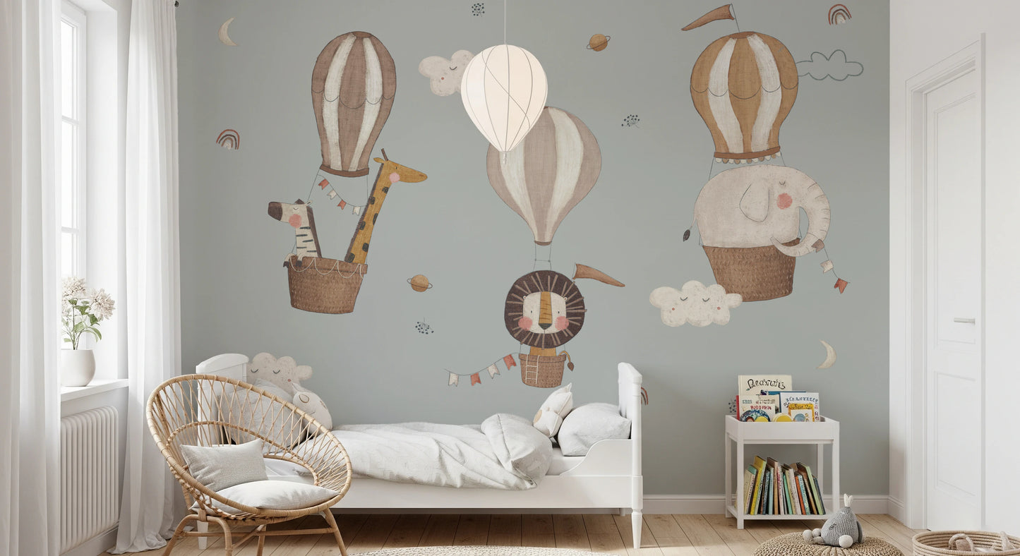 Murale da parete con mongolfiere per bambini