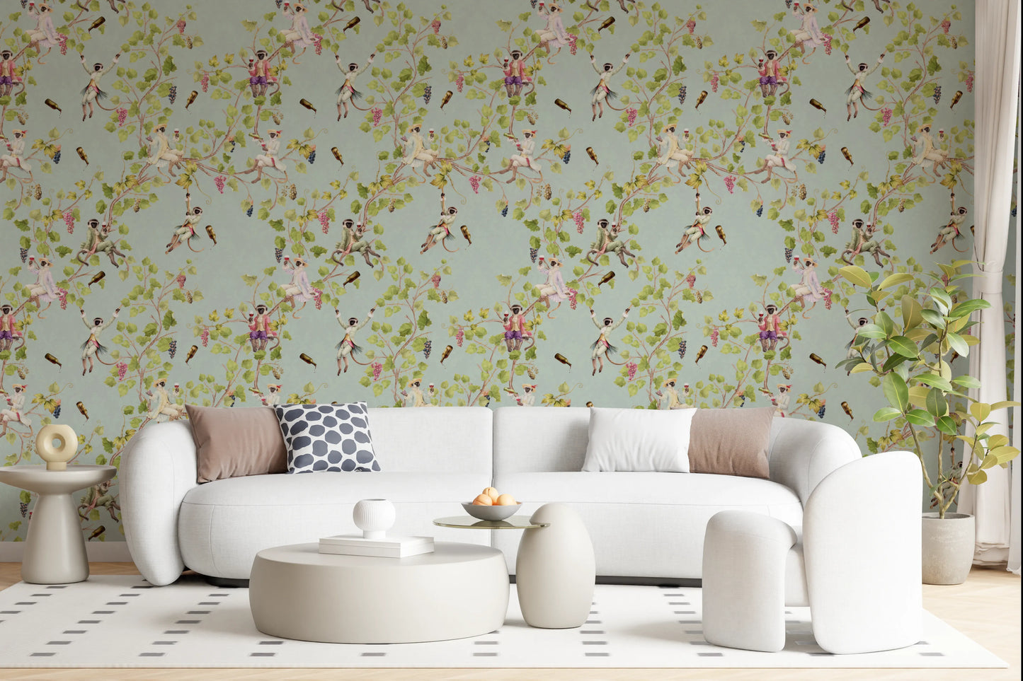 Finurlig rokoko-aber vinfestival vintage aristokratisk vingårdshave turkis tapet