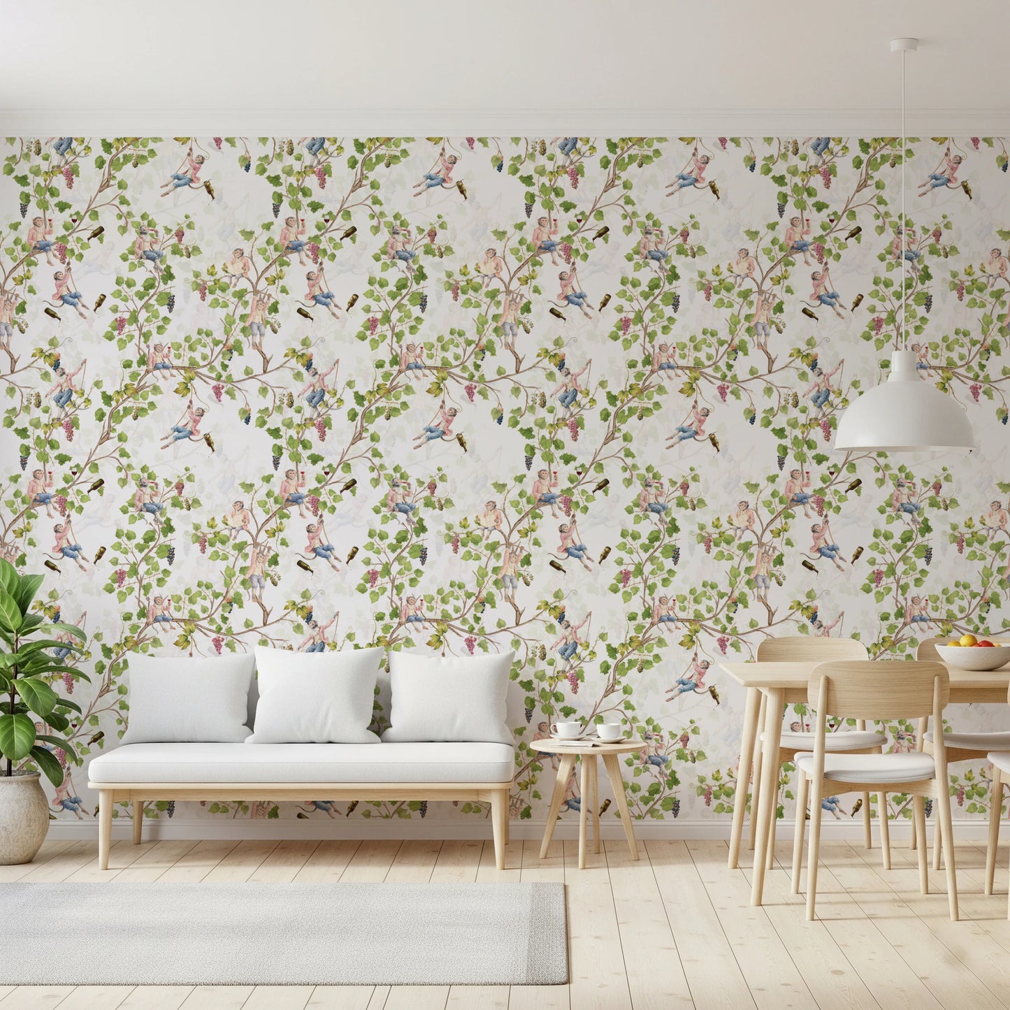 Finurlig rokoko-aber, vinfestival, aristokratisk vingård, vintage-have, hvidt tapet⁠