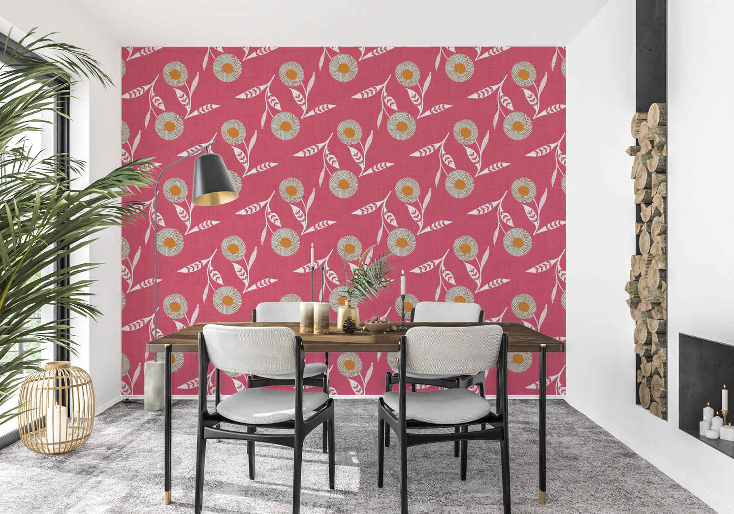 Cozy Scandi Flower Rose Clay - Craft Botanical Wallpaper⁠