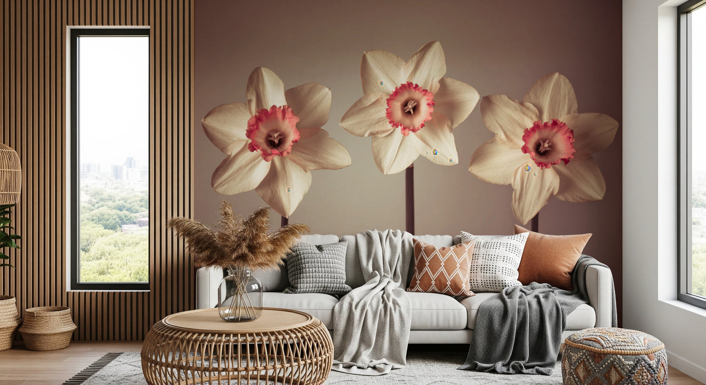 Blændende påskeliljer vægmaleri