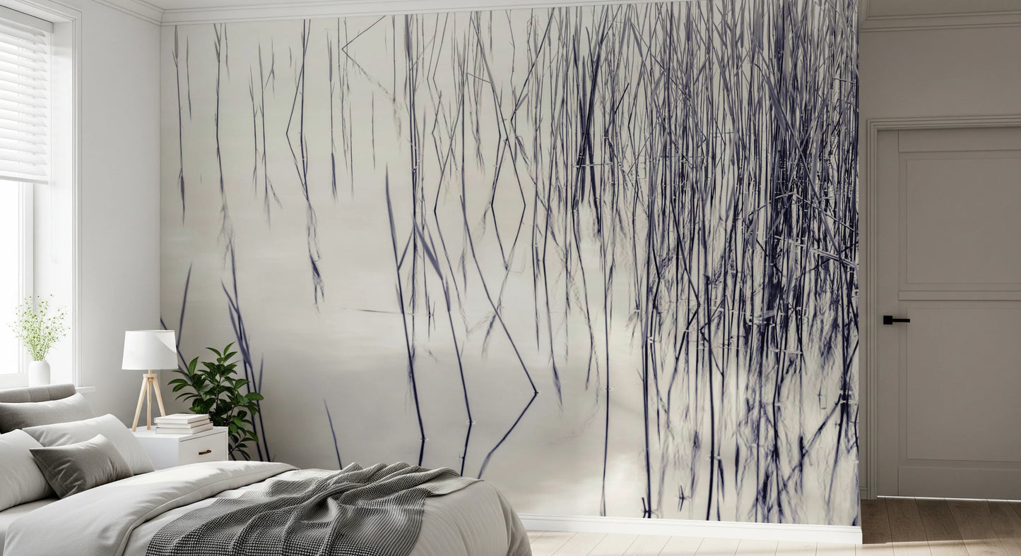 Græsbeklædte refleksioner vægmaleri