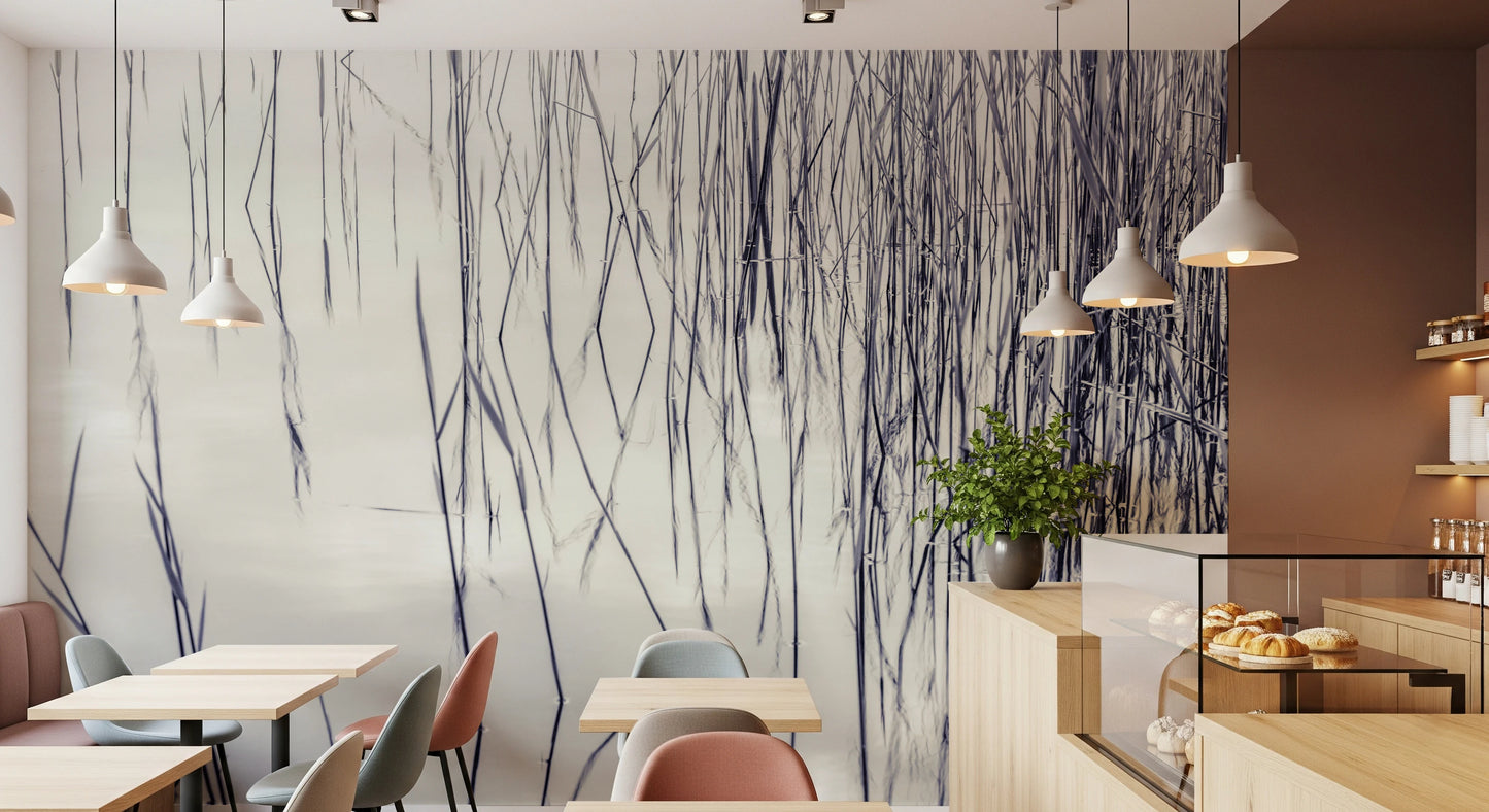 Græsbeklædte refleksioner vægmaleri