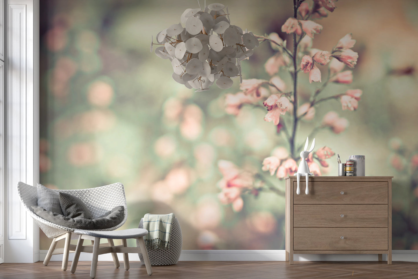 Blomstrende Heuchera vægmaleri