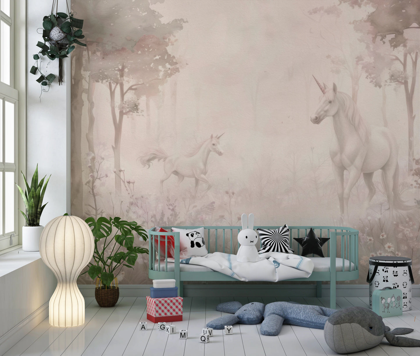Unicorns in a Magical Dreamy Forest – Shell Wall Mural