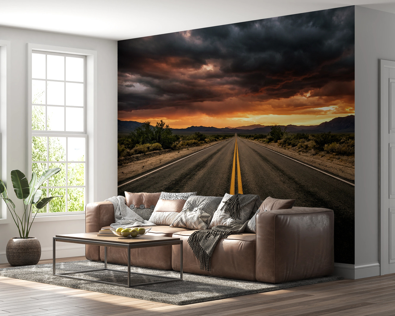 Wandbild „Wüstenstraße in der Abenddämmerung“