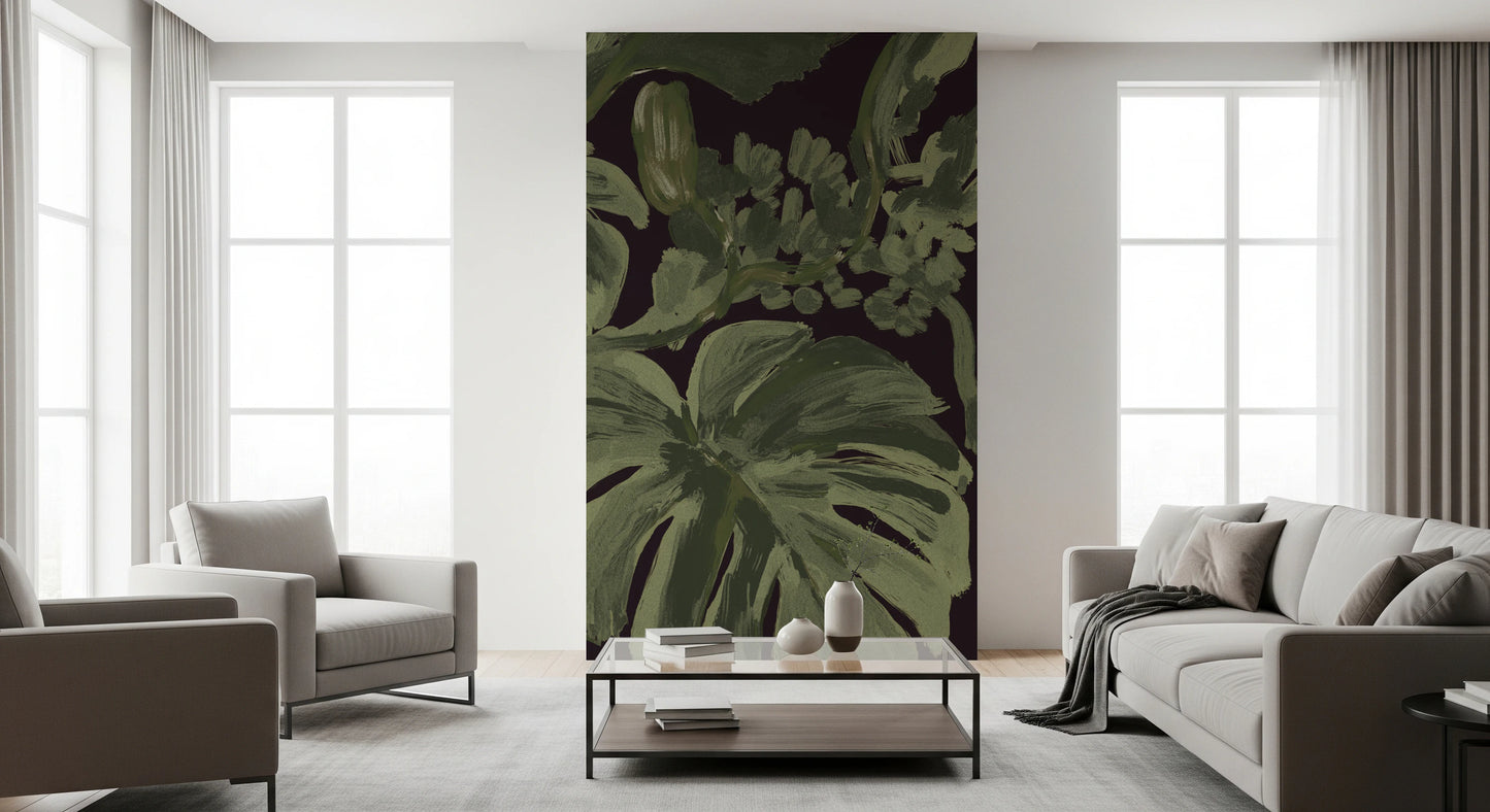 Fresque murale Jungle Monstera Tropical Midnight