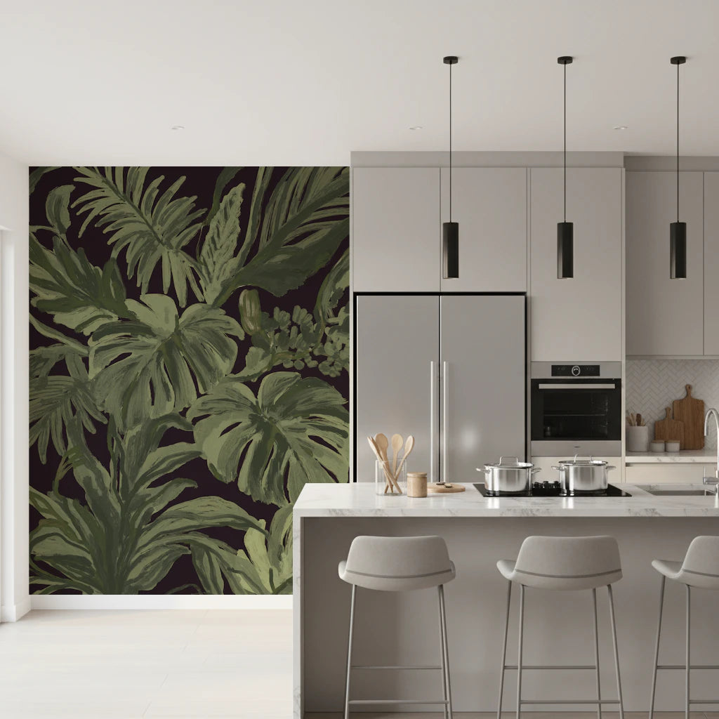 Fresque murale Jungle Monstera Tropical Midnight