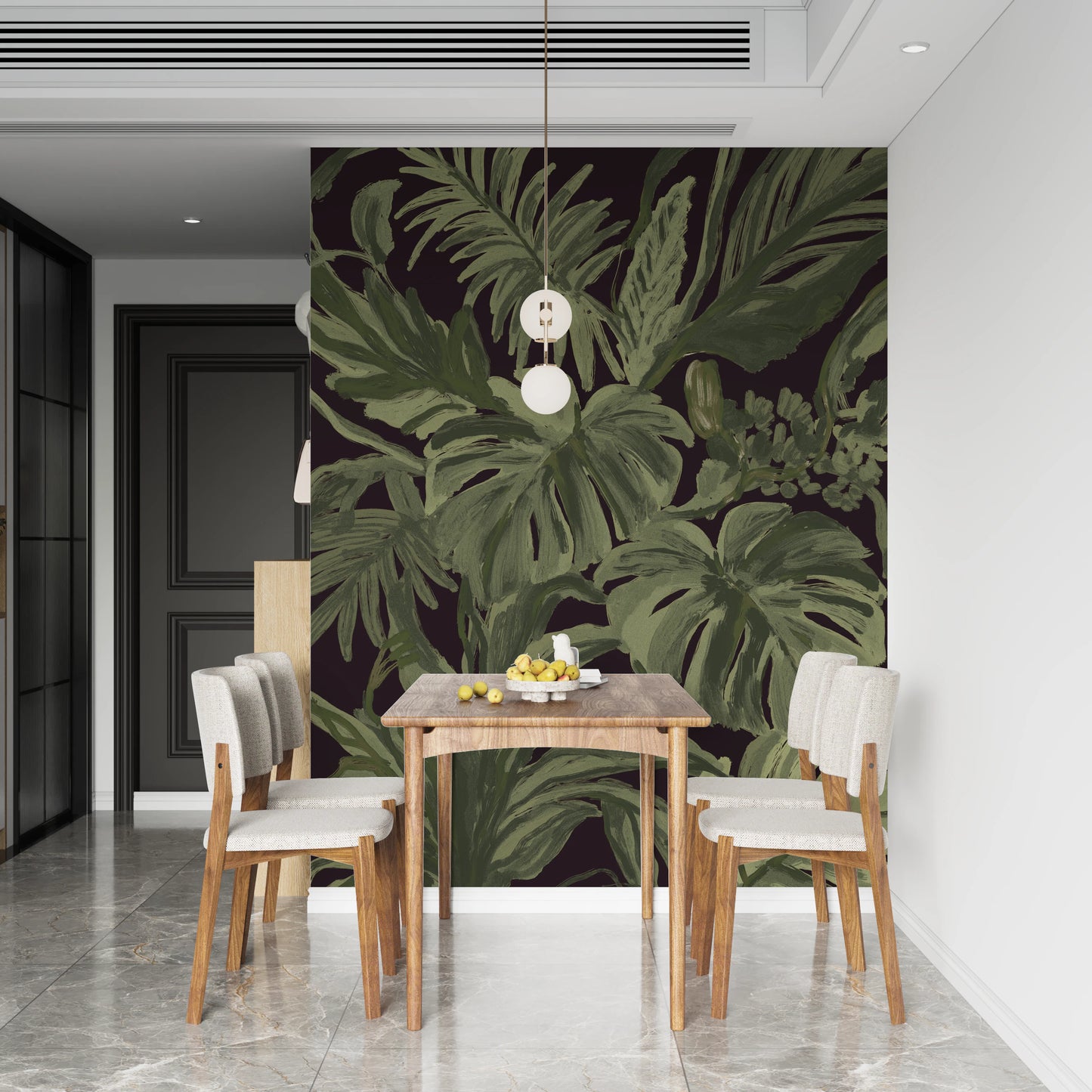 Fresque murale Jungle Monstera Tropical Midnight