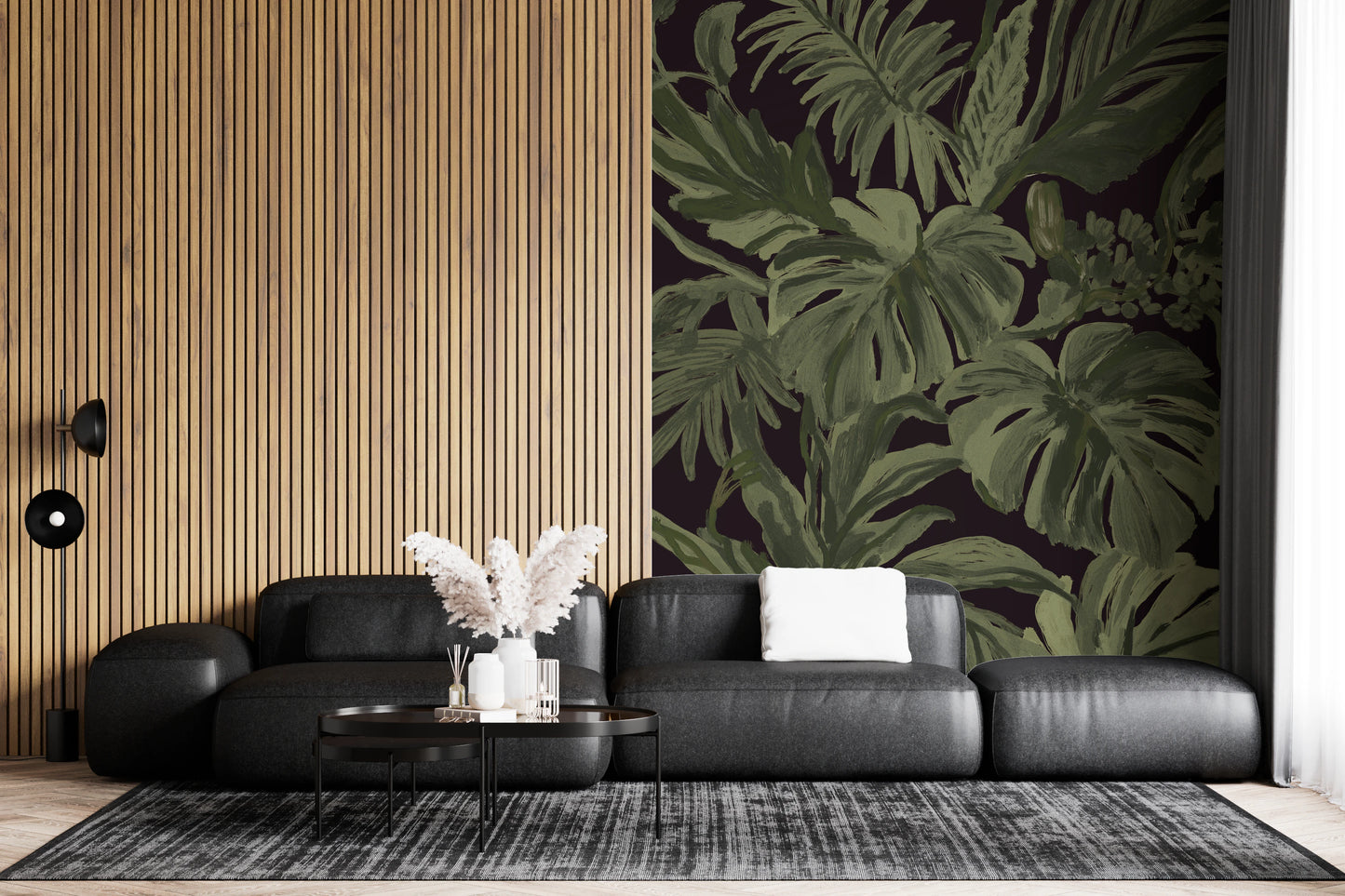 Fresque murale Jungle Monstera Tropical Midnight