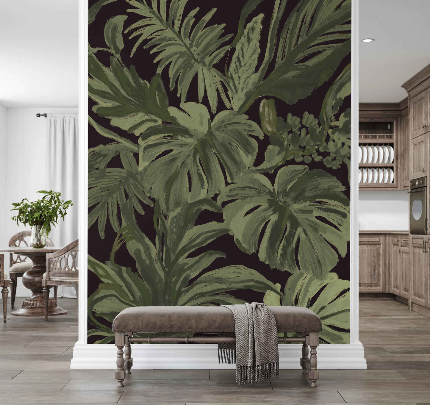 Fresque murale Jungle Monstera Tropical Midnight