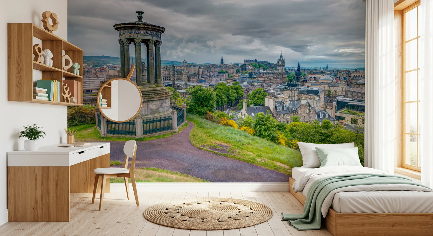 雄大な丘の上の眺めの壁画